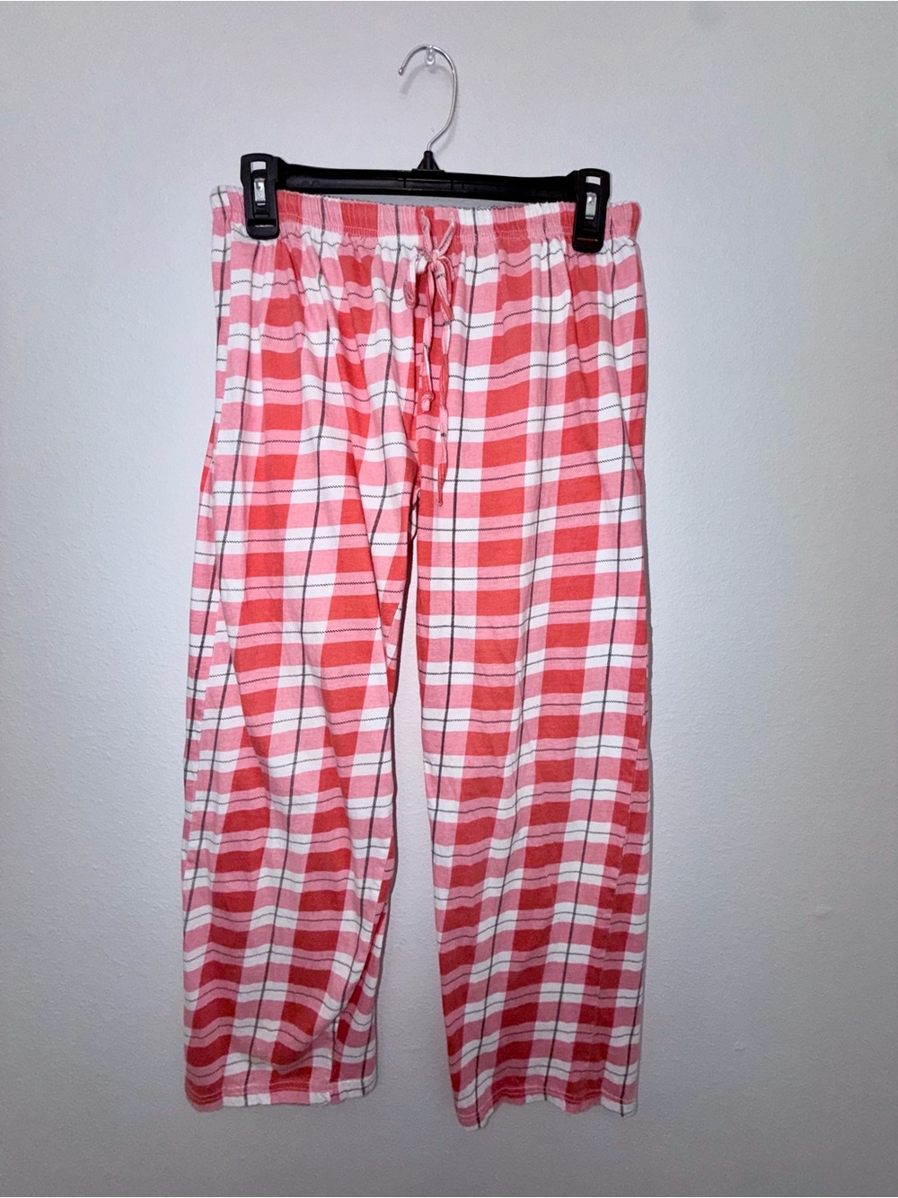 Just Love Coral Pink and White Plaid Pajama Pants
